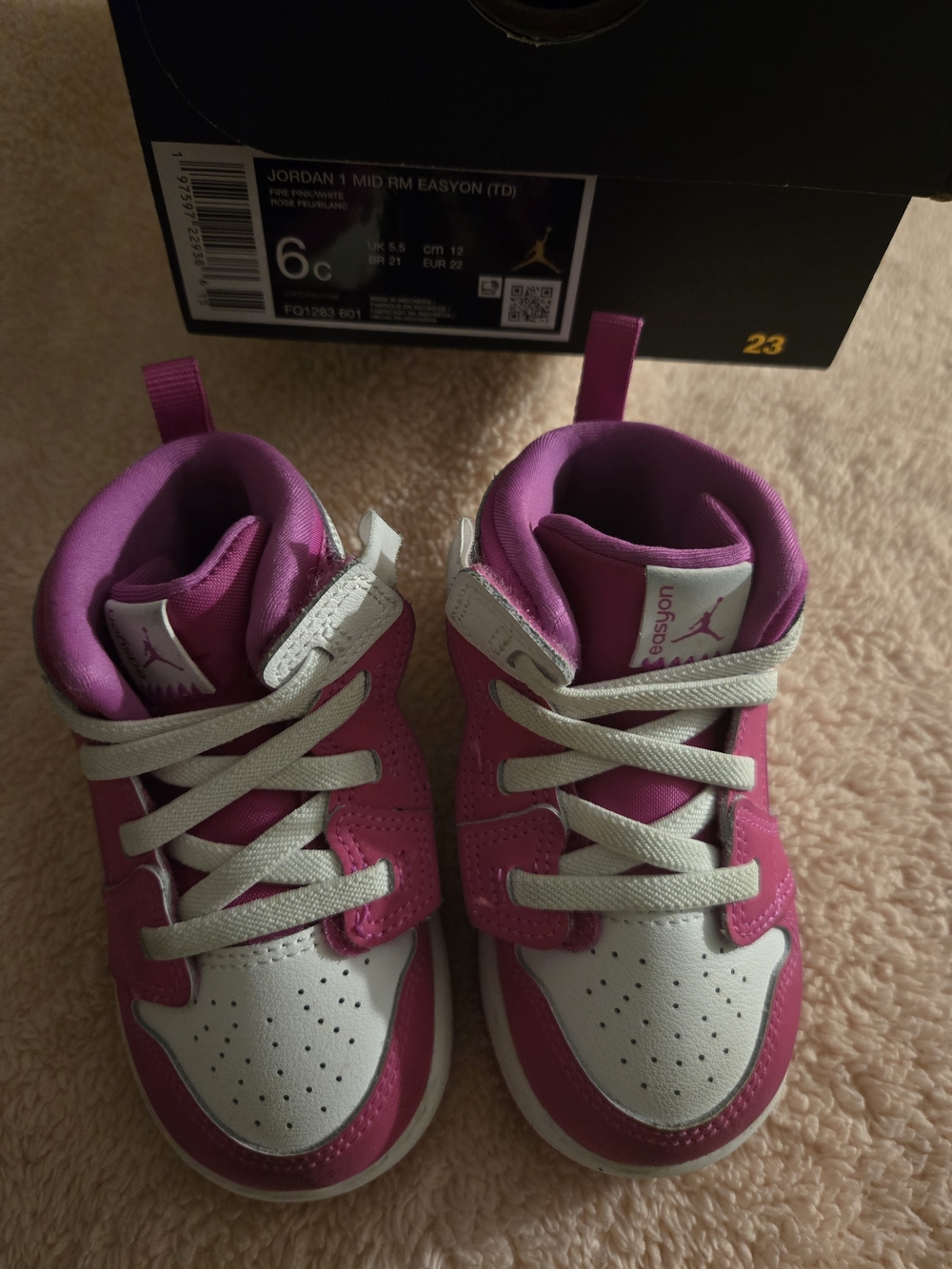 Jordan Pink and White Mid-Top Baby Walker Sneakers